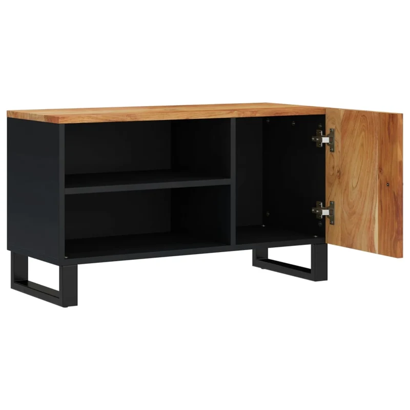 Meuble TV multimédia étagère télévision buffet téléviseur salle à manger salon chambre 80 x 33 x 46 cm bois d'acacia solide et d'ingénierie brun 02_0026240