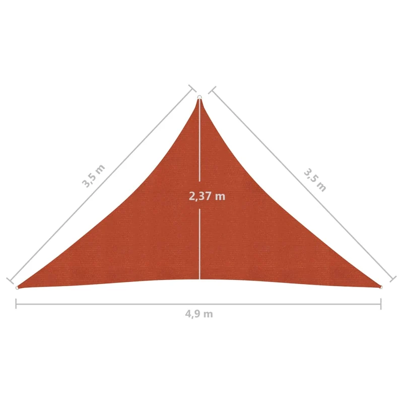 Voile toile d'ombrage parasol 160 g/m² PEHD 3,5 x 3,5 x 4,9 m terre cuite 02_0009345