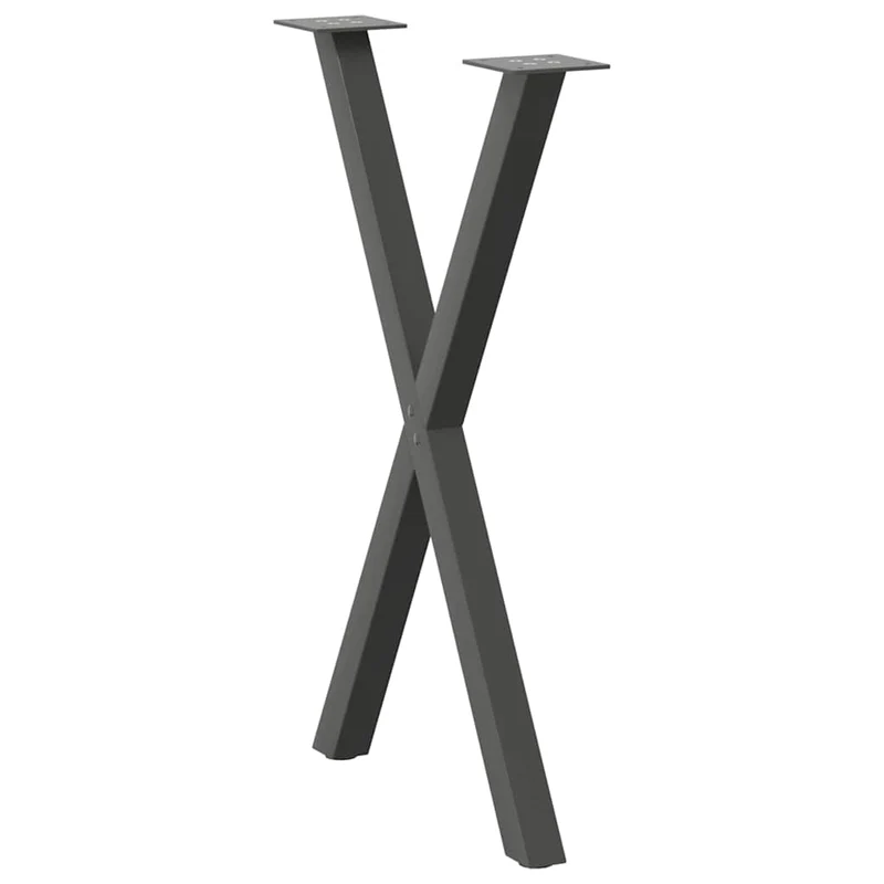Lot de 2 pieds de table à manger en X 57 x 72 cm robustes et réglables style moderne en acier anthracite 02_0057187