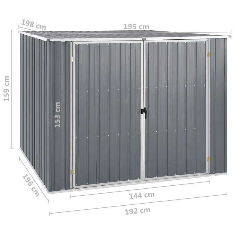 Abri de jardin cabane cabanon maison de stockage remise extérieur hangar outils robuste 195 x 198 x 159 cm acier galvanisé gris 02_0022231