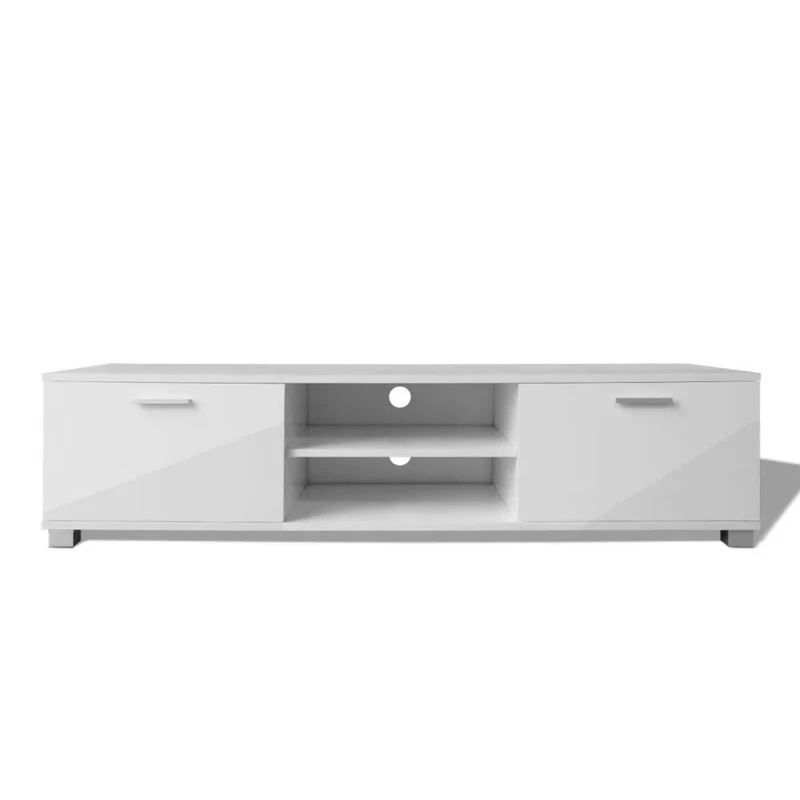 Meuble télé buffet tv télévision design pratique 140 cm haute brillance blanc 2502057/2