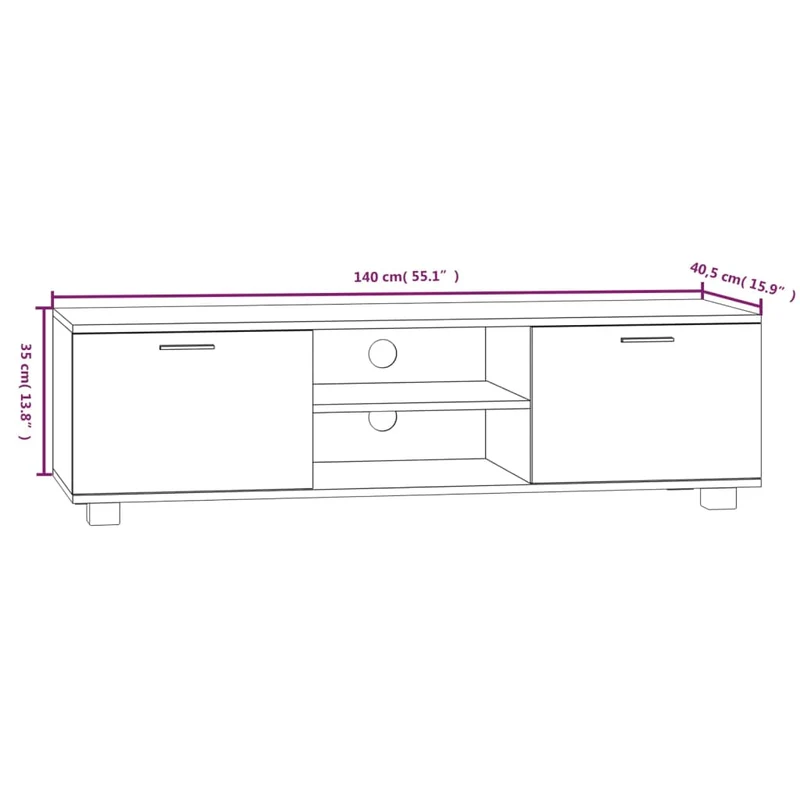 Meuble TV multimédia étagère télévision buffet téléviseur salle à manger salon chambre sonoma 140 x 40,5 x 35 cm bois d'ingénierie gris 02_0028390