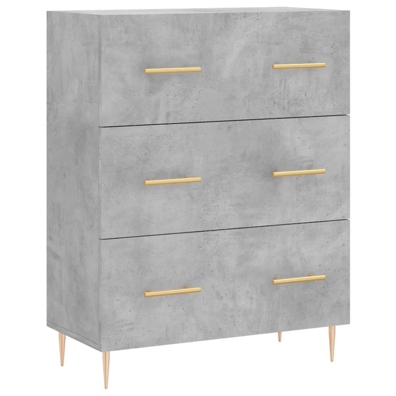 Buffet bahut commode armoire meuble de rangement organisateur cuisine salle de séjour salon haut 69,5 x 34 x 180 cm bois d'ingénierie gris 02_0034495