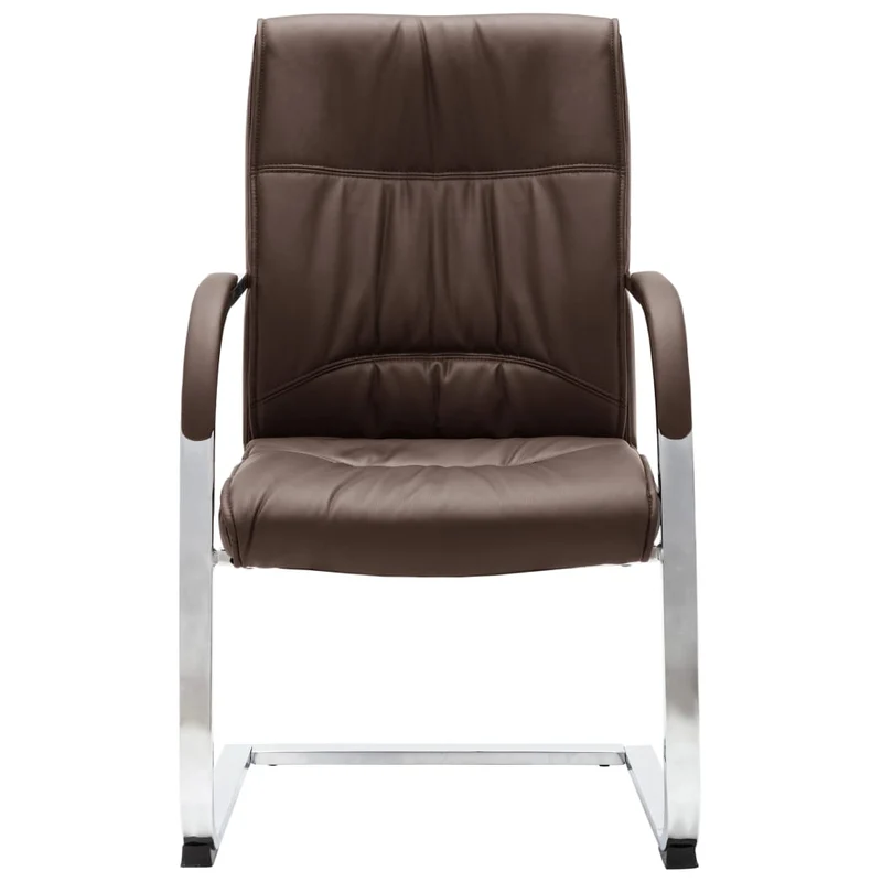 Chaise fauteuil siège de bureau informatique étude cantilever similicuir brun 02_0023993