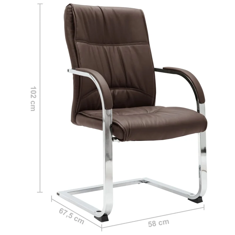Chaise fauteuil siège de bureau informatique étude cantilever similicuir brun 02_0023993