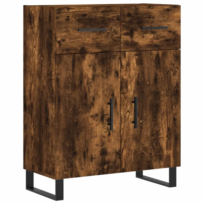 Buffet bahut commode armoire meuble de rangement organisateur cuisine salle de séjour salon haut 69,5 x 34 x 180 cm bois d'ingénierie marron 02_0033526