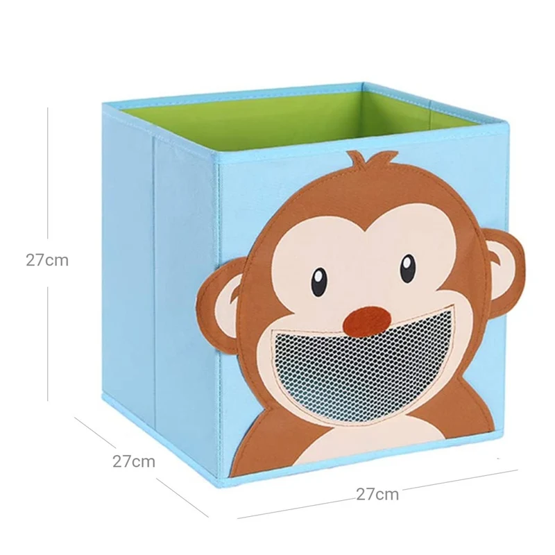 Lot de 3 boîtes de rangement organisateurs jouets cubes pliables pour salon chambre enfant salle de jeux 27 x 27 x 27 cm motifs animaux multicolore 12_0003375