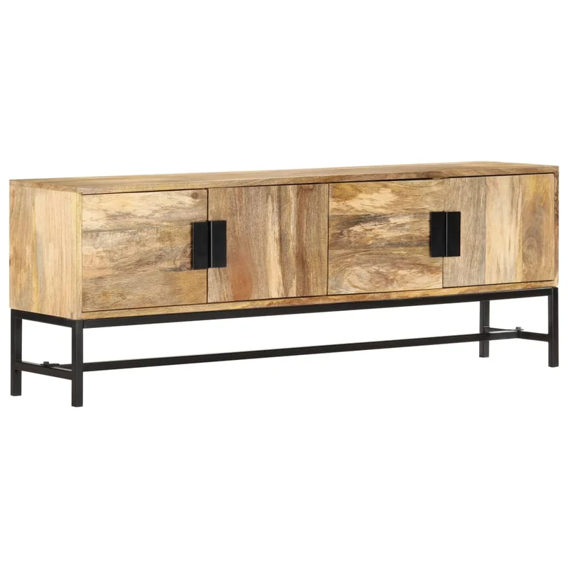 Meuble TV multimédia étagère télévision buffet téléviseur salle à manger salon chambre 140 x 30 x 50 cm bois massif de manguier brun 02_0025918