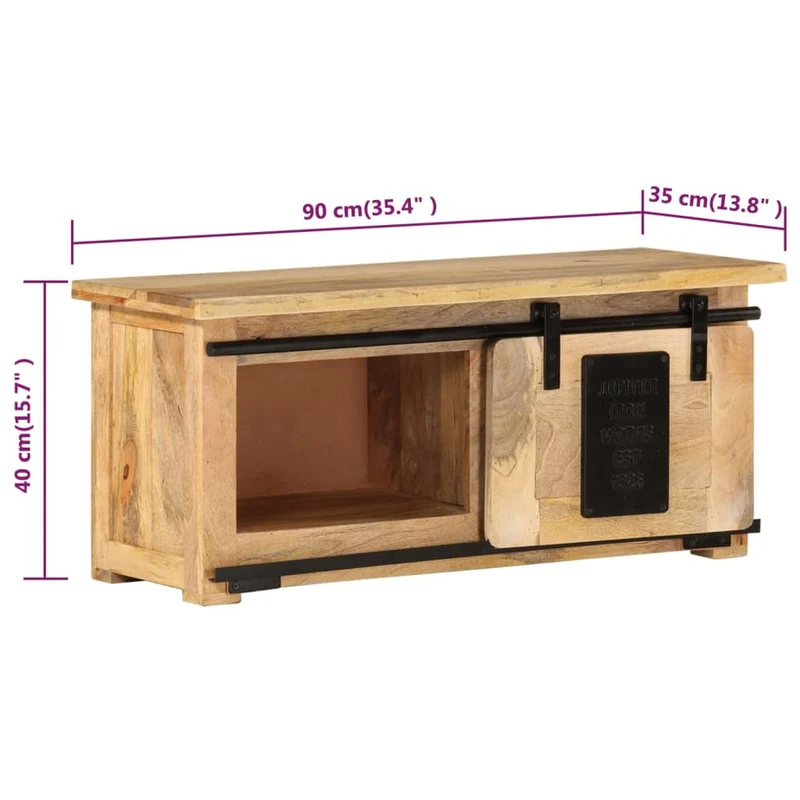 Meuble TV multimédia étagère télévision buffet téléviseur salle à manger salon chambre 90 x 35 x 40 cm bois massif de manguier brun 02_0026351