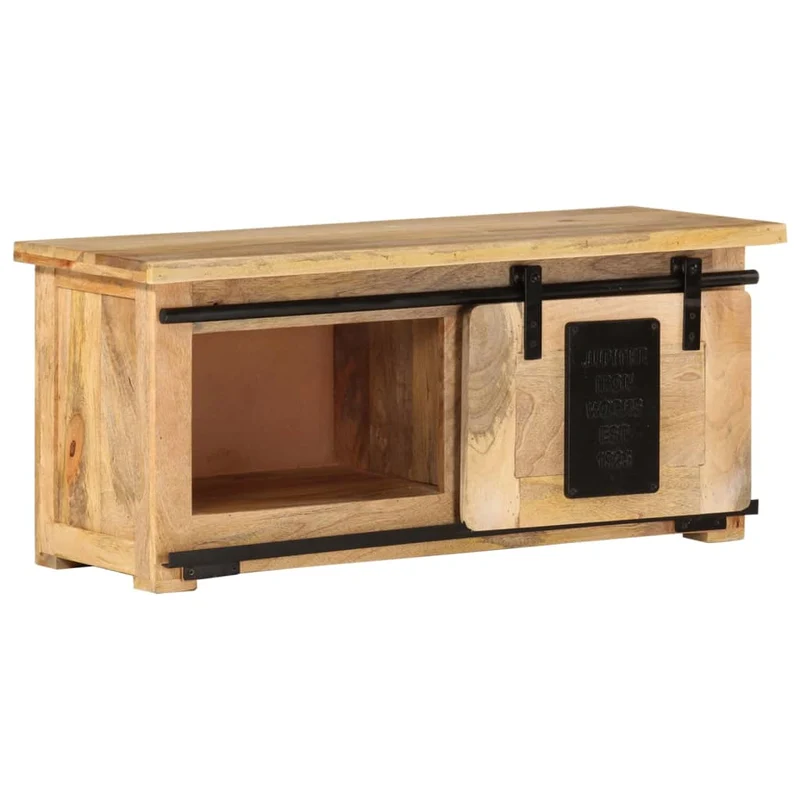Meuble TV multimédia étagère télévision buffet téléviseur salle à manger salon chambre 90 x 35 x 40 cm bois massif de manguier brun 02_0026351