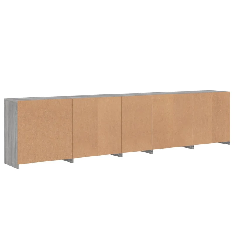 Buffet bahut commode armoire meuble de rangement organisateur cuisine salle de séjour salon avec lumières LED sonoma 283 x 37 x 67 cm gris 02_0030071