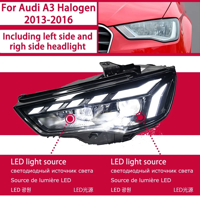 Phares LED Audi A3 8V 2013-2016 à boîtier noir