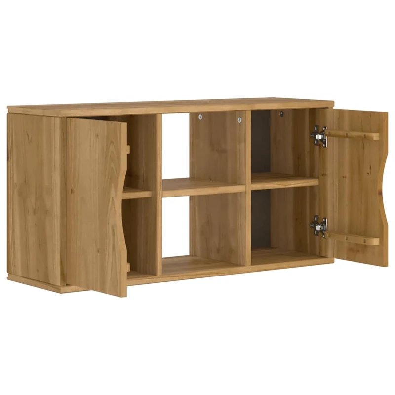 Meuble TV ODDA pratique rangement salon 79 x 24 x 40 cm en bois massif pin 02_0058050