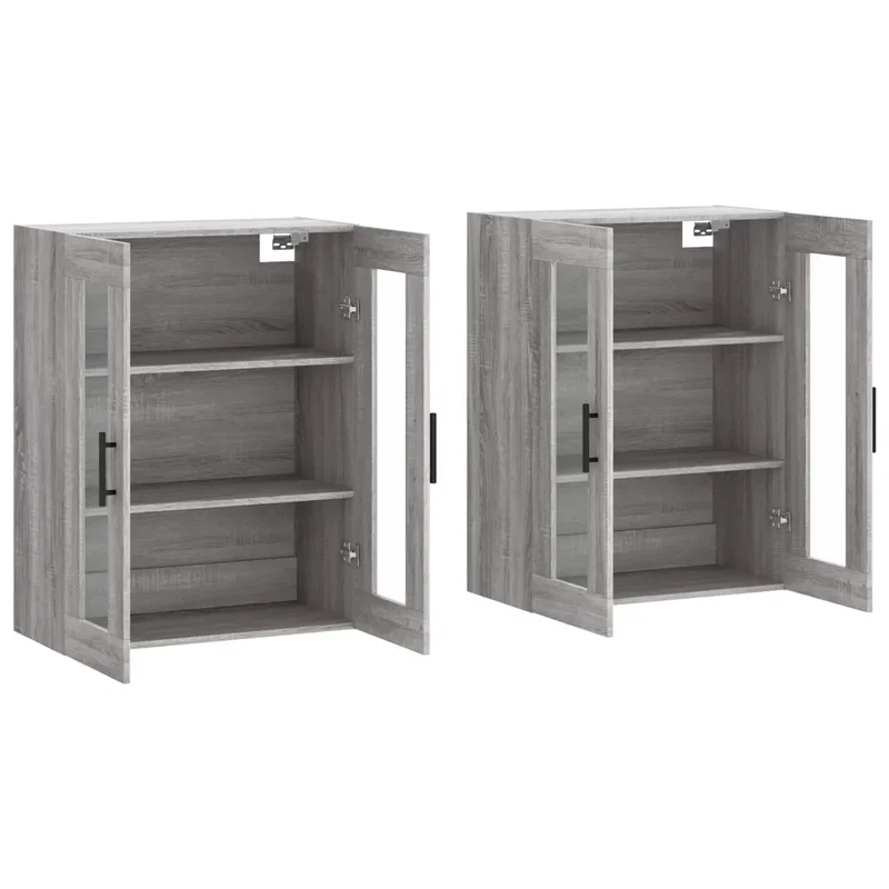 Lot de 2 armoires murales rangement décoratif 69,5 x 34 x 90 cm en bois d'ingénierie sonoma gris 02_0055449