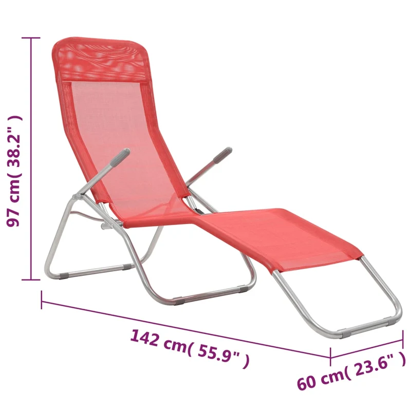 Chaises longues pliables 2 pièces textilène rouge 02_0011952