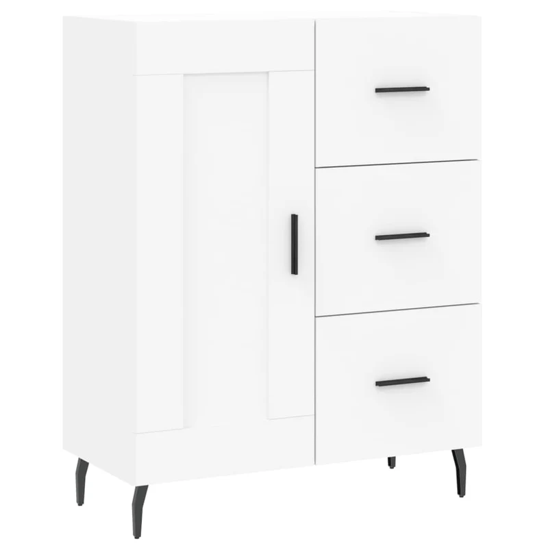 Buffet bahut commode armoire meuble de rangement organisateur cuisine salle de séjour salon haut 69,5 x 34 x 180 cm bois d'ingénierie blanc 02_0032682