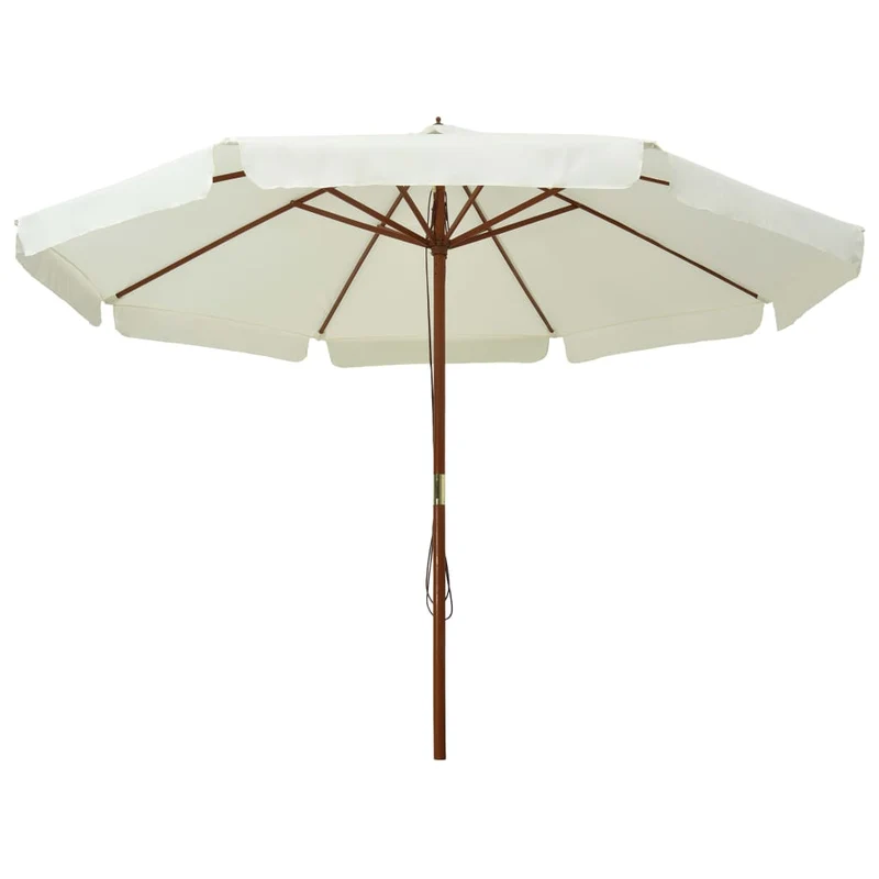 Parasol avec mât en bois 330 cm blanc sable 02_0008120