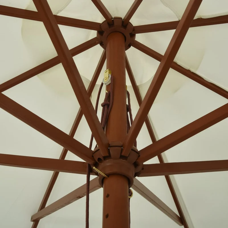 Parasol avec mât en bois 330 cm blanc sable 02_0008120