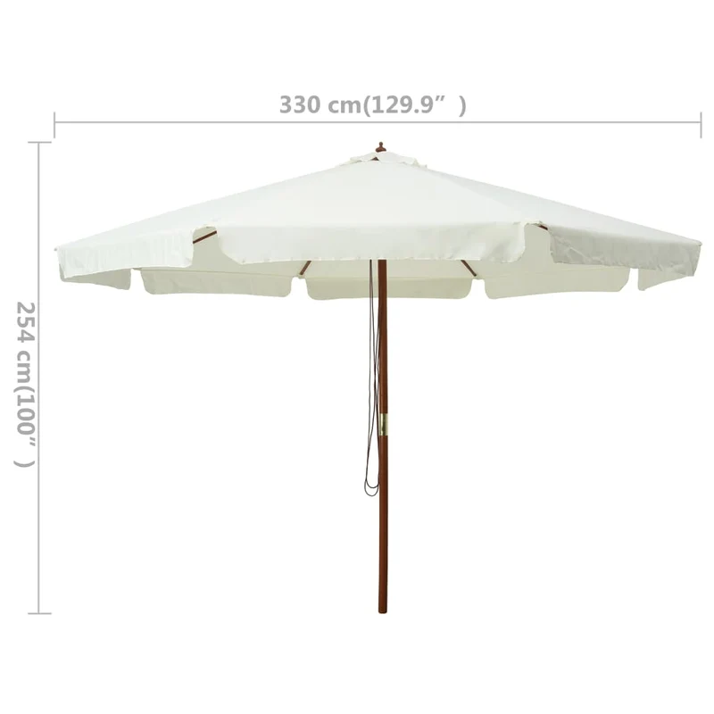 Parasol avec mât en bois 330 cm blanc sable 02_0008120