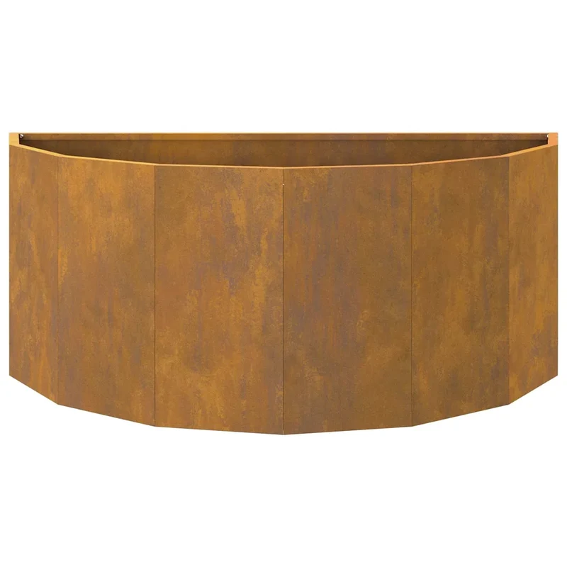 Jardinière demi-ronde moderne pour extérieur 90 x 45 x 35 cm design chic en acier rouillé 02_0052935