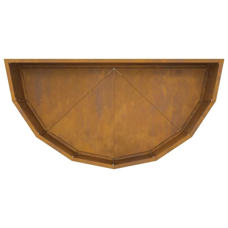 Jardinière demi-ronde moderne pour extérieur 90 x 45 x 35 cm design chic en acier rouillé 02_0052935