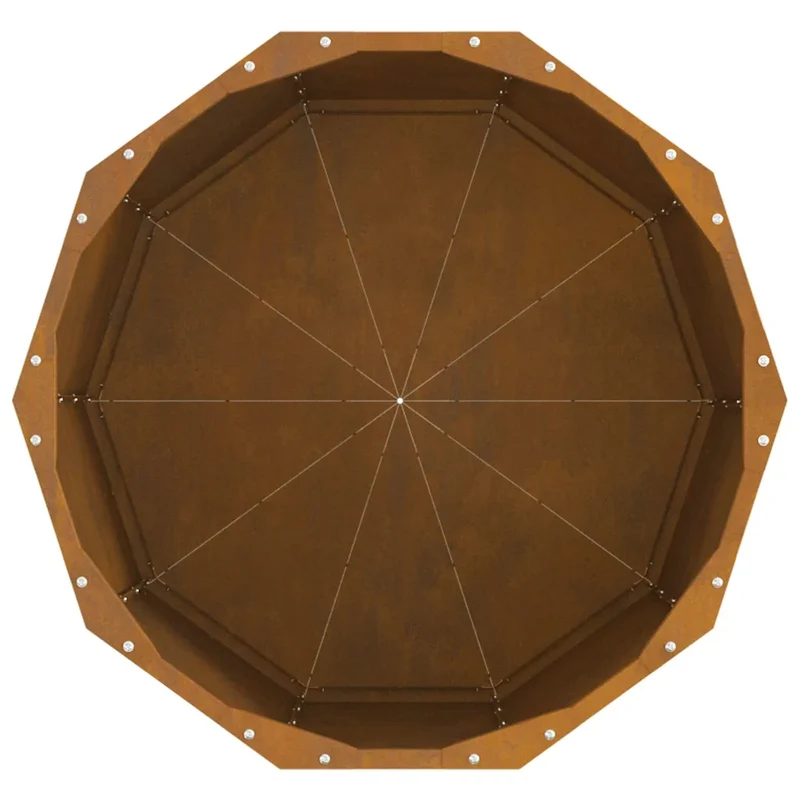 Jardinière ronde extérieure pratique 60 x 60 x 50 cm en acier rouillé 02_0053005
