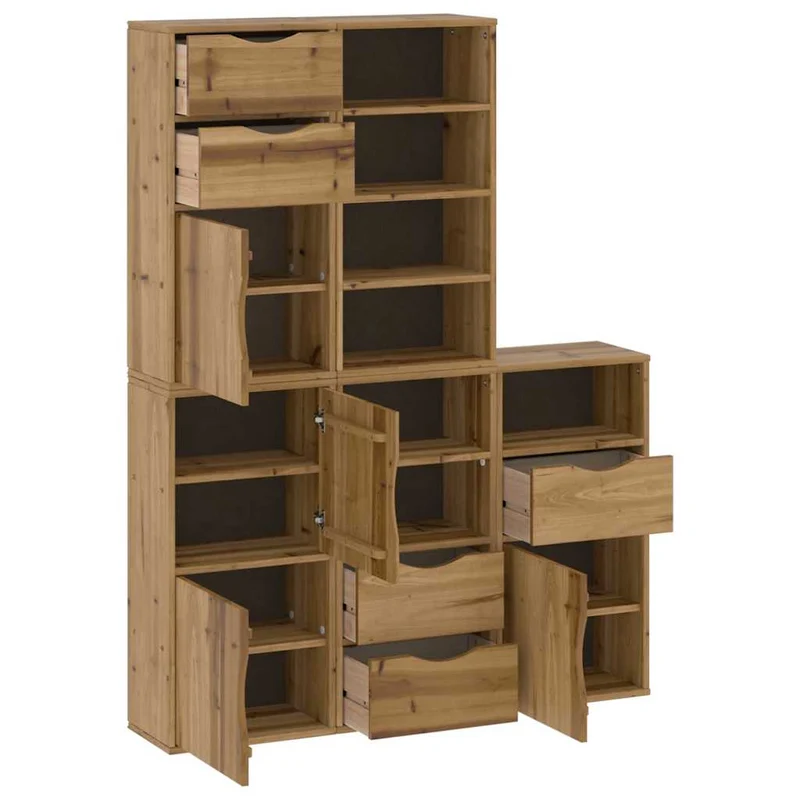 Lot de 5 armoires latérales modulaires 40 x 24 x 79 cm en bois massif pin 02_0055970