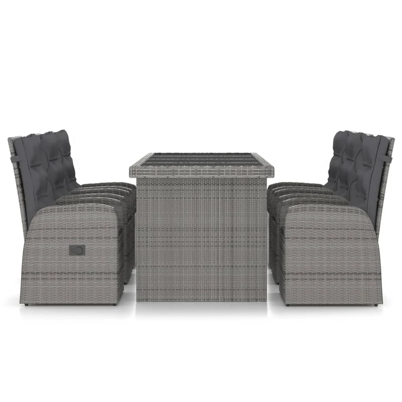 Mobilier à dîner jardin 7 pièces avec coussins résine tressée gris 02_0014931