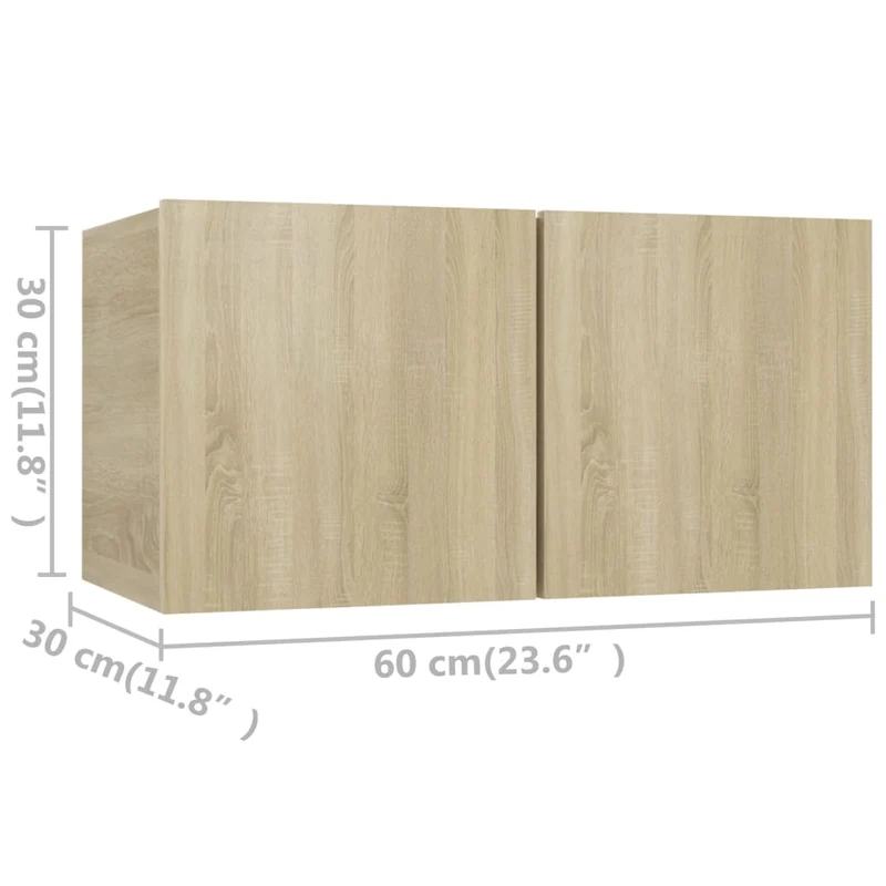 Ensemble de meubles armoire buffet TV télévision salon chambre séjour 4 pièces chêne sonoma bois d'ingénierie brun 02_0024307