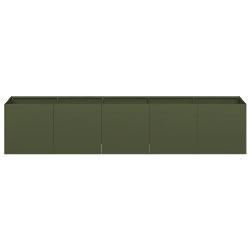 Jardinière design moderne fond ouvert 200 x 40 x 40 cm stable et durable en acier laminé à froid vert olive 02_0051474