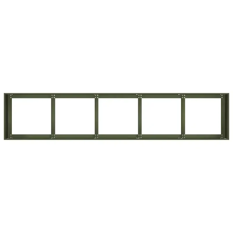 Jardinière design moderne fond ouvert 200 x 40 x 40 cm stable et durable en acier laminé à froid vert olive 02_0051474