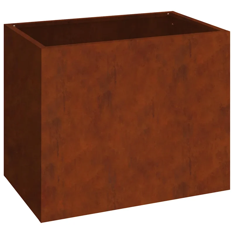 Cache-pot de jardin moderne minimaliste 50 x 32 x 40 cm durable style industriel en acier patiné 02_0052466