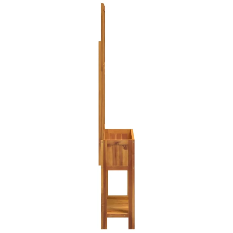 Jardinière bac lit surélevé plantes fleurs terrasse jardin avec treillis et étagère bois massif d'acacia marron 02_0038378