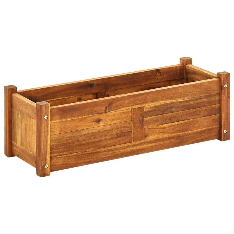 Jardinière lit surélevé plantes fleurs jardin 76 x 27,6 x 25 cm bois d'acacia 02_0001190