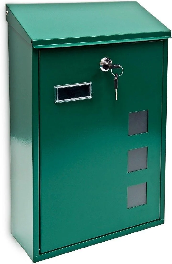 Boite aux lettres design contemporain murale verte jardin extérieur 1013009