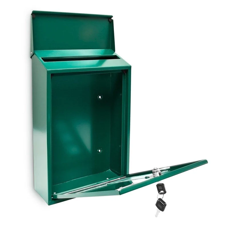 Boite aux lettres design contemporain murale verte jardin extérieur 1013009