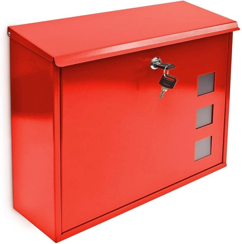 Boite aux lettres design contemporain murale rouge jardin extérieur 1013015