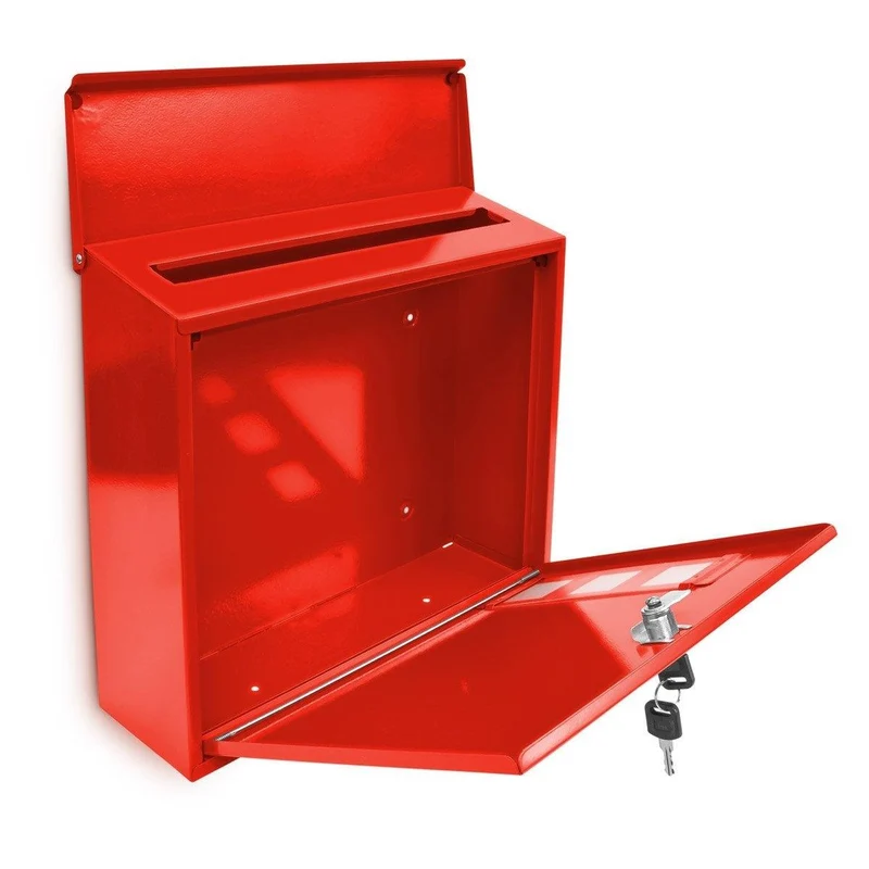 Boite aux lettres design contemporain murale rouge jardin extérieur 1013015