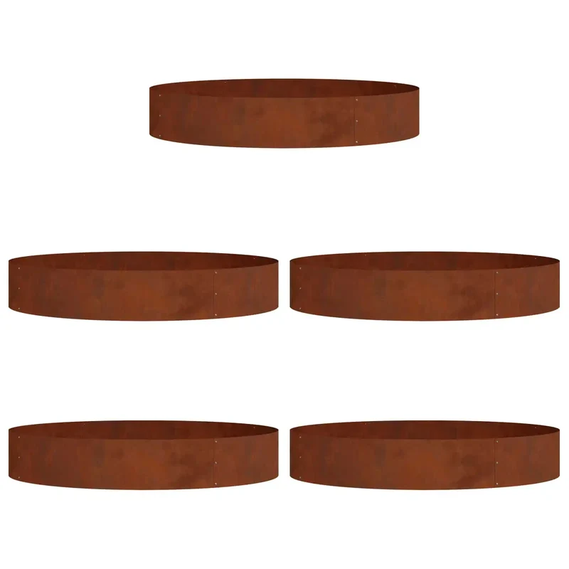 Lot de 5 anneaux de jardinière moderne en acier patiné 120 x 120 x 20 cm durable extérieur chic 02_0052275