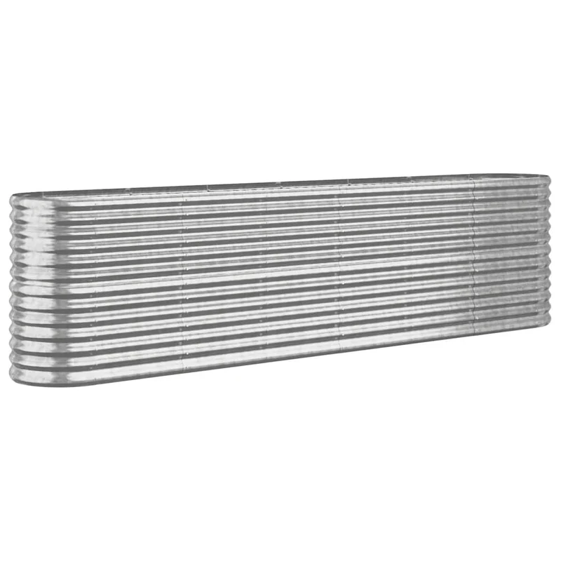 Jardinière bac lit surélevé plantes fleurs terrasse jardin de jardin acier enduit de poudre argenté Argent 02_0039698