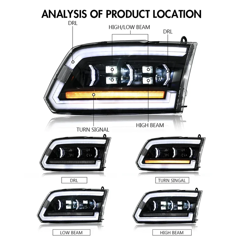 Phares LED Dodge RAM 1500 2500 2009-2018