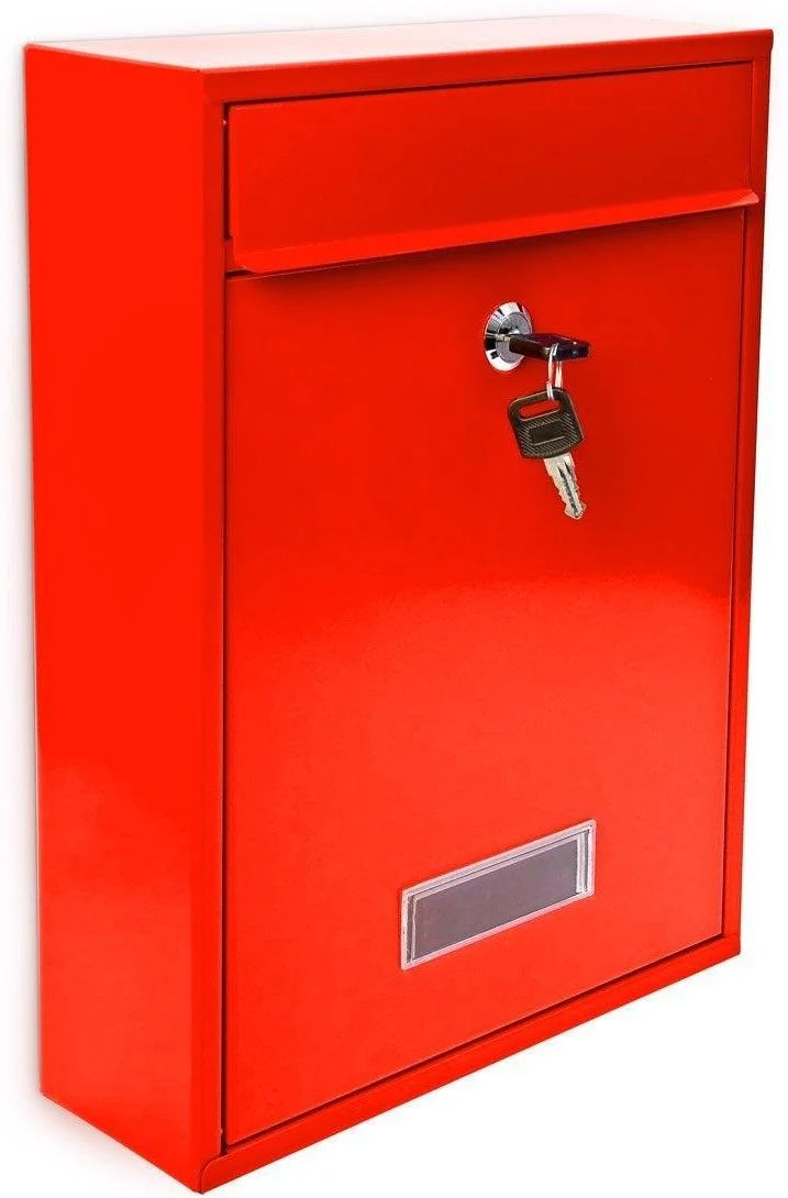 Boite aux lettres design contemporain murale rouge jardin extérieur 1013004