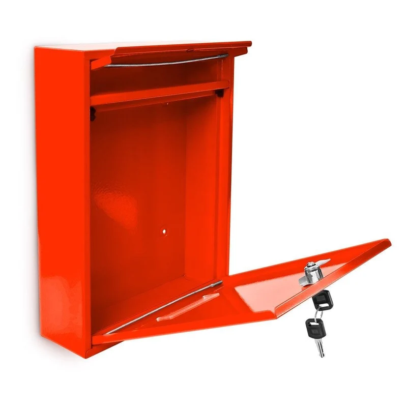 Boite aux lettres design contemporain murale rouge jardin extérieur 1013004