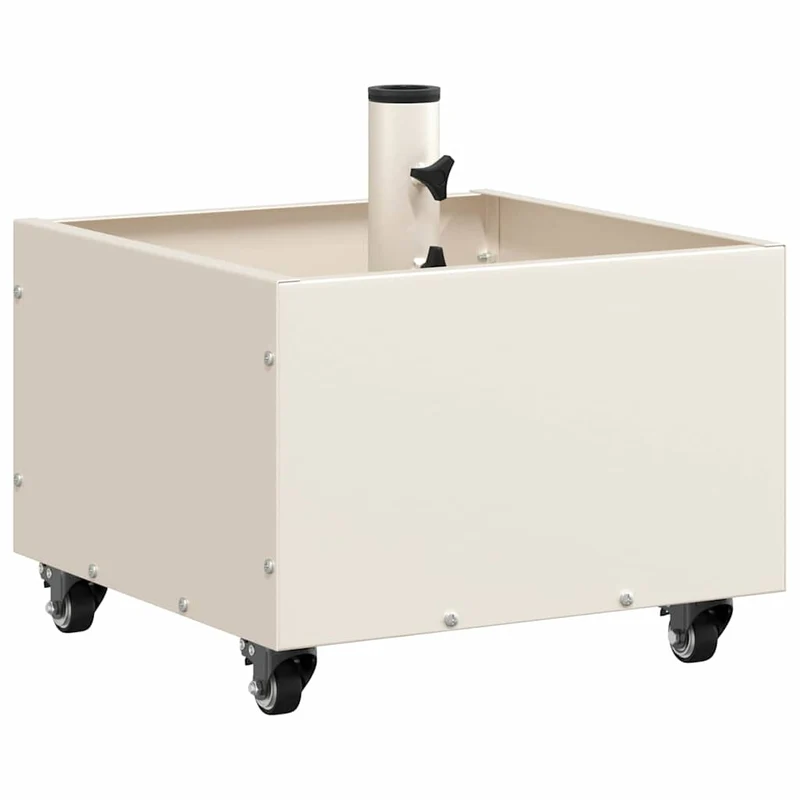 Base de parasol moderne roulable ajustable 45 x 45 x 45 cm en acier blanc 02_0058946