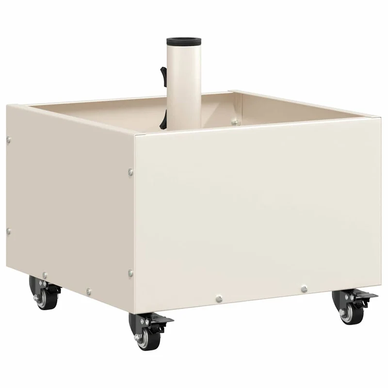 Base de parasol moderne roulable ajustable 45 x 45 x 45 cm en acier blanc 02_0058946