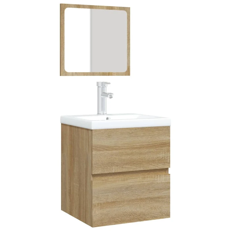 Armoire lavabo de salle de bain 41 x 38,5 x 45 cm bassin et miroir chêne sonoma 02_0006642