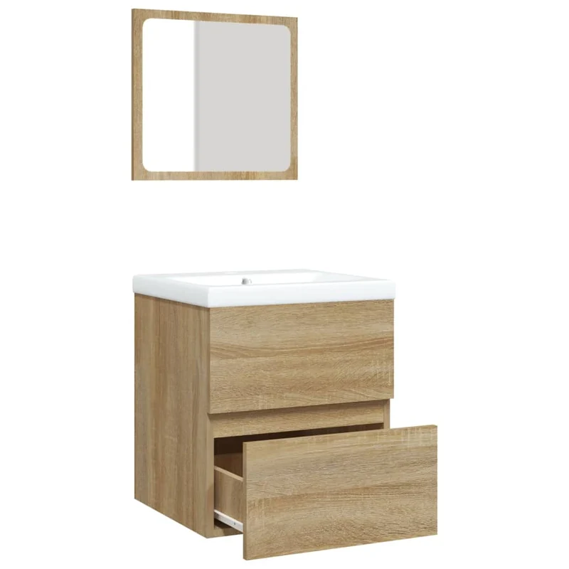 Armoire lavabo de salle de bain 41 x 38,5 x 45 cm bassin et miroir chêne sonoma 02_0006642