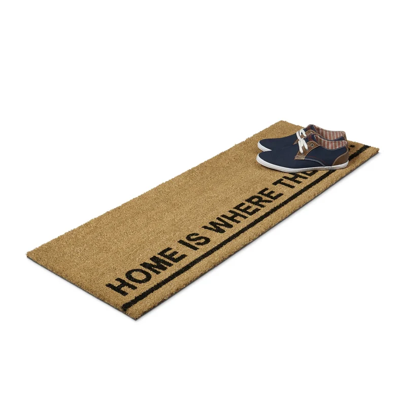 Paillasson long intérieur extérieur 120 x 40 cm antidérapant résistant humidité en fibres de coco marron 13_0003299
