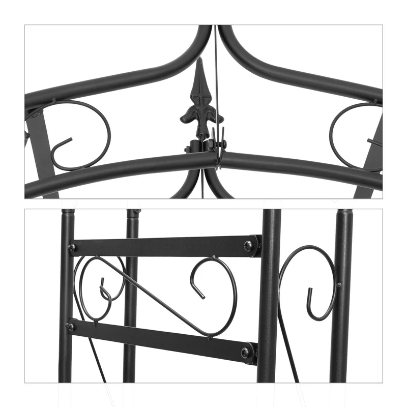 Arche à rosiers décorative pour plantes grimpantes 200 x 100 x 50 cm en fer époxy noir 13_0003265