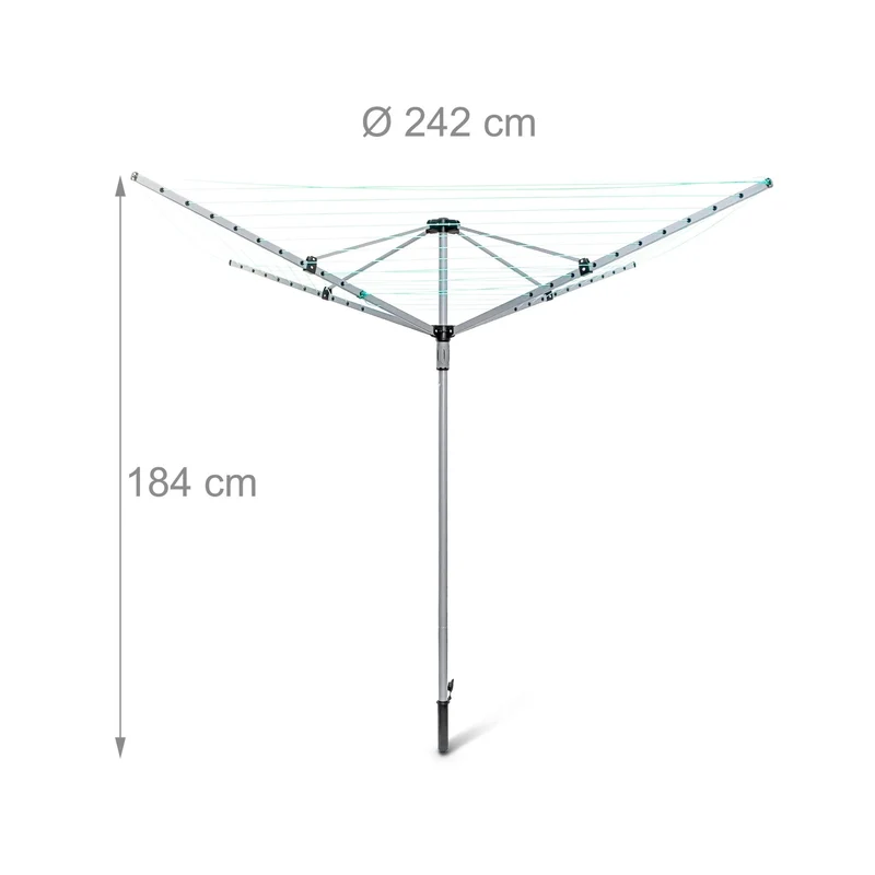 Sèche-linge parapluie rotatif pliable jardin 49,2 m 11 niveaux en acier gris 13_0003170